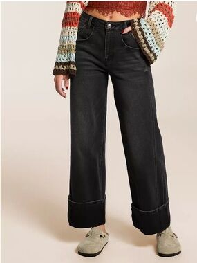 Vervet by Flying Monkey Kris Baggy Wide Leg Jeans Black NWOT Size 28